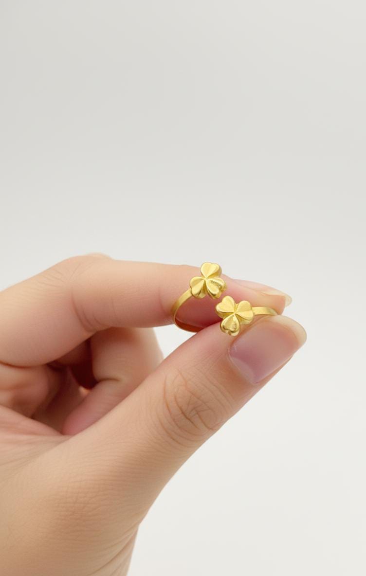 18k Gold 2 Flowers Ring