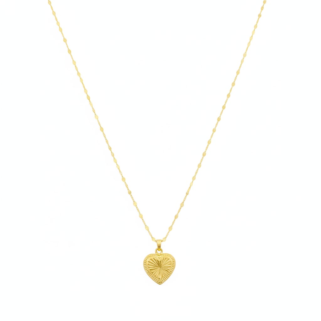 18K Real Gold Plain Cut Necklace