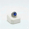 925 Silver Blue Cut Stone Ring