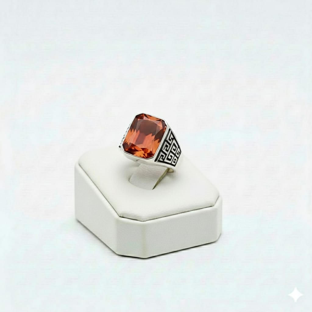 925 Silver Curls Ruby Stone Ring