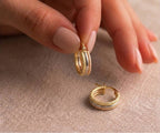 18k Gold Dia Layered Loop Earrings