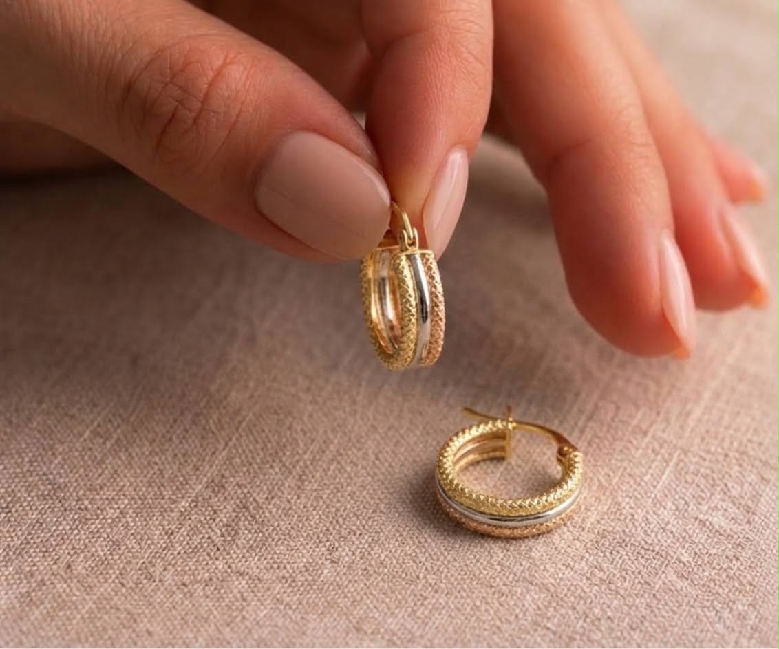 18k Gold Dia Layered Loop Earrings