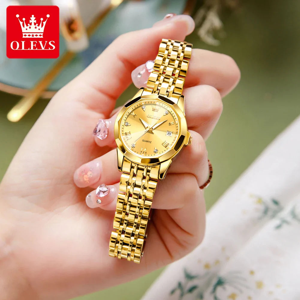 OLEVS Fashion Golden Watch for Women