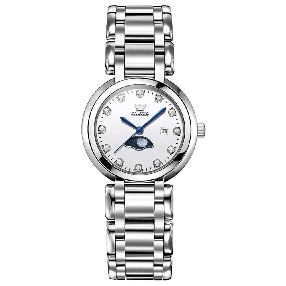 OLEVS Elegant Fashion Purple Rhinestone Dial Quartz Watch for Women