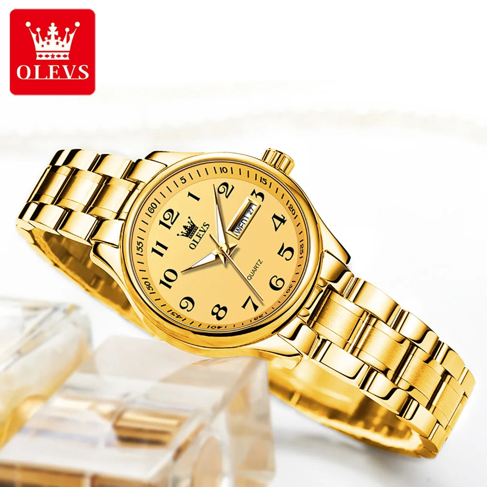 OLEVS Brand Luxury Gold Quartz Watch for Womens