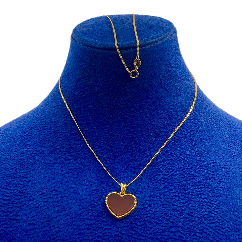 18k Real Gold Red Agate Necklace- - Embellish Gold